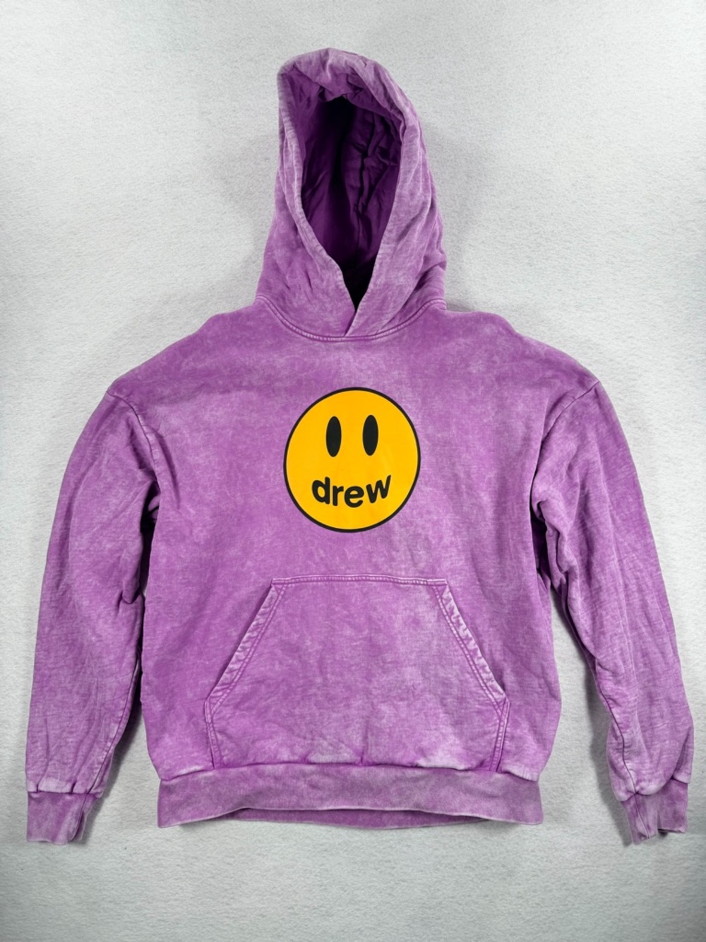 drew house purple pullover hoodie with yellow logo detail